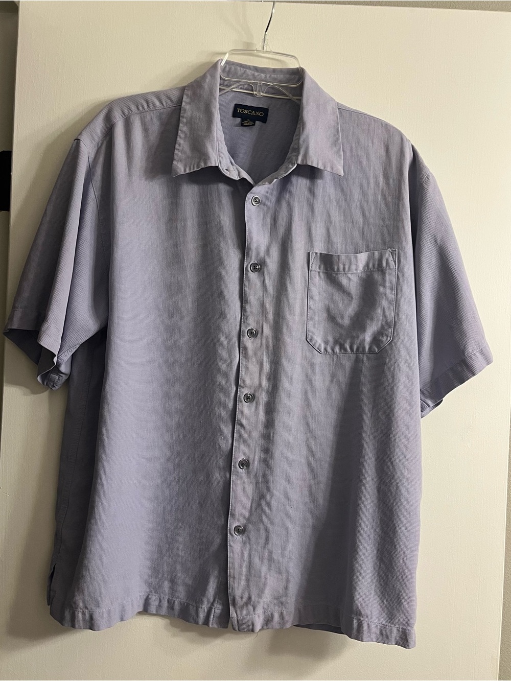 Toscano 100% Silk Men's Light Blue Short-Sleeve Button-Down Shirt